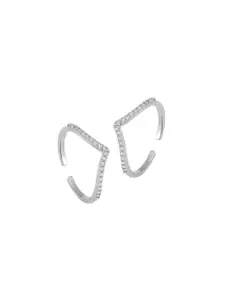Peora Silver-Plated Cubic Zirconia Studded Toe Rings