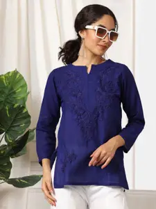 PARAMOUNT CHIKAN PARAMOUNT Ethnic Motifs Hand Embroidered Lucknowi Chikankari Ethnic Motifs Cotton Kurti