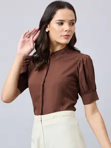 Style Quotient Women Smart Opaque Formal Shirt SS24SQDOVA_BR-S-BROWN