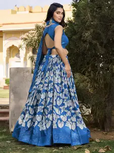 LOOKNBOOK ART Printed Foil Print Semi-Stitched Lehenga & Unstitched Blouse With Dupatta
