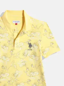 U.S. Polo Assn. Kids Boys Floral Printed Polo Collar T-shirt