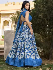 LOOKNBOOK ART Foil Printed Ready to Wear Lehenga & Unstitched Blouse With Dupatta