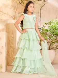 BAESD Girls Embellished Sequinned Ready to Wear Lehenga & Blouse With Dupatta