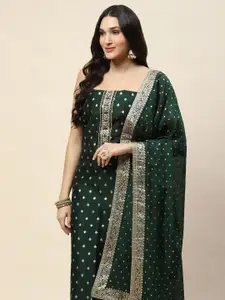 Meena Bazaar Ethnic Motifs Woven Design Zari Unstitched Dress Material