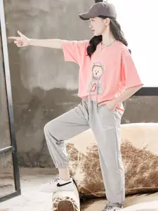 INCLUD Girls Graphic Printed T-shirt with Trousers