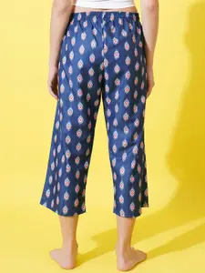 FFLIRTYGO Women Printed Mid-Rise Capri Lounge Pant