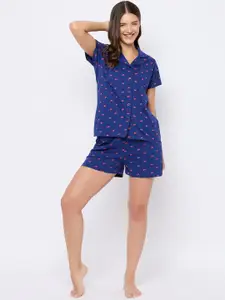 Clovia Women Cotton Printed Night suits