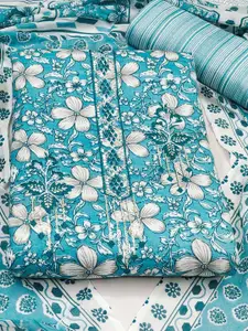 KALINI Floral Printed Pure Cotton Unstitched Dress Material