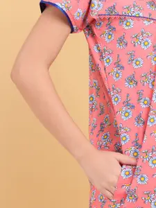 Sweet Dreams Short Sleeves Printed Maxi Nightdress