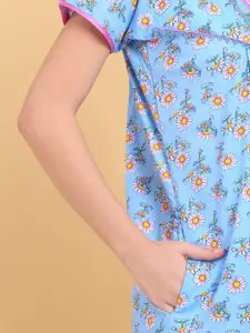 Sweet Dreams Floral Print Short Sleeves Maxi Nightdress