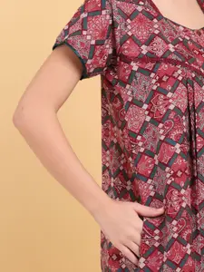 Sweet Dreams Short Sleeves Printed Maxi Nightdress