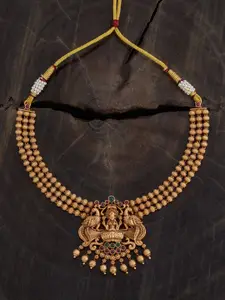 Kushal's Fashion Jewellery Gold-Plated Stone-Studded Antique Necklace