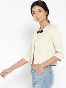 Style Quotient Beige Self-Design Crop Shrug