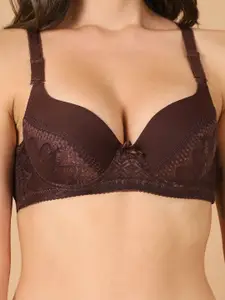 PrettyCat Floral Medium Coverage Underwired Lightly Padded T-shirt bra With bows