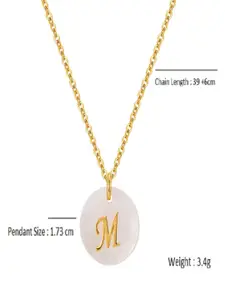 AQUASTREET 18K Gold-Plated Waterproof Antitarnish Letter M Initial Pendant Necklace
