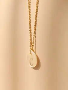 AQUASTREET 18K Gold-Plated Waterproof Antitarnish Letter C Initial Pendant Necklace