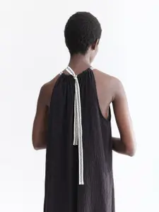 H&M Drawstring-Detail Cotton A-Line Dress