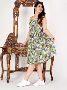 DSS FASHION  Women Floral Print Fit and Flare Midi Dress