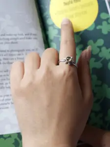 Exotic India Citrine Gemstone Floral Design Sterling Silver Ring