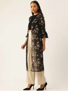 WISSTLER Women Floral Printed Longline Shrug