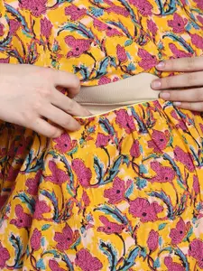 Secret Wish Floral Print Maxi Cotton Maternity Nightdress