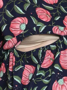 Secret Wish Printed Cotton Maternity Maxi Nightdress