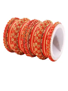 leshya Set of 26 Brass-Plated Kundan Studded Bangles