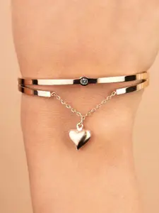 The Pari Rose Gold-Plated Stainless Steel Stones Studded Openable Bangle-Style Bracelet