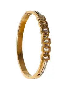 The Pari Rose Gold-Plated Stainless Steel Cubic Zirconia Studded Bangle-Style Bracelet