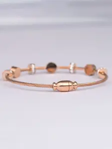 The Pari Rose Gold-Plated Stainless Steel Cubic Zirconia Bangle-Style Bracelet