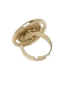 Estele Women Gold Plated Trendy Circular Beaten Adjustable Finger Ring