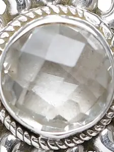 Exotic India Faceted White Topaz Gemstone Sterling Silver Pendant