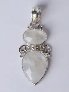 Exotic India Rainbow Moonstone Sterling Silver Pendant