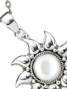 Exotic India Gemstone Sterling Silver Stylish Studded Pendant