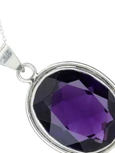 Exotic India Faceted Purple Stone Sterling Silver Pendant