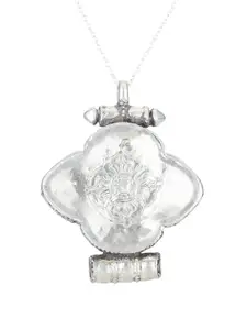 Exotic India Coral and Turquoise Stone Sterling Silver Gau Box Pendant