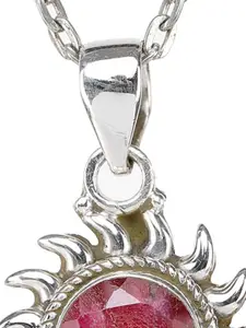 Exotic India Faceted Ruby Gemstone Sterling Silver Pendant