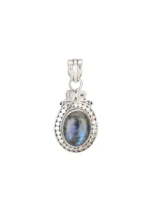 Exotic India Labradorite Stone Sterling Silver Frame Pendant