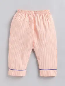 BAESD Girls Collared Neck Striped Elephant Embriodery Pajama  Set Night suit