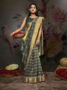 Saree mall Woven Design Abstract Printed Zari Banarasi Sarees