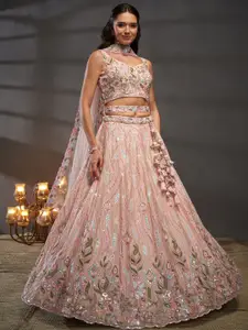 panchhi Embroidered Sequinned Semi-Stitched Lehenga & Unstitched Blouse With Dupatta