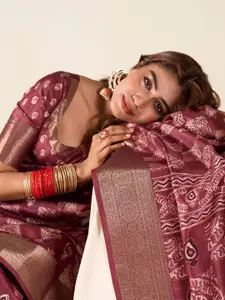 Mitera Ethnic Motifs Zari Woven Pure Silk Banarasi Saree