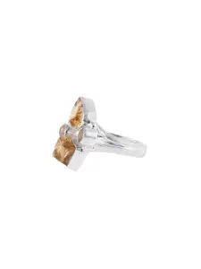 Exotic India Rugged Precious Yellow Topaz With Citrine Gemstone Sterling Silver Ring