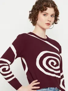 KASMA Women Graphic Self Design Pullover Sweaters