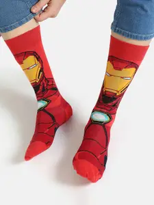 Socksxpress Men Pack Of 2 Iron Man Printed Cotton Ankle & Calf Length Socks