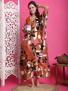 Boston Club Women Printed Maxi  Kaftan Nightdress