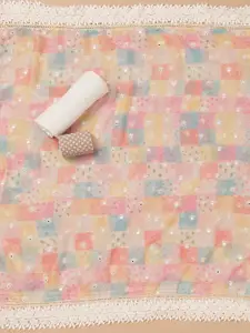 Koskii Floral Embroidered Mirror Work Unstitched Dress Material