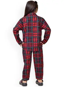 BAESD Girls Checkered Printed Cotton Shirt With Trousers Clothing Set