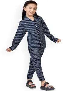 BAESD Girls Striped Pure Cotton Night Suit