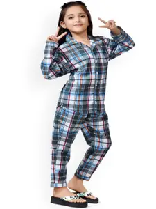 BAESD Girls Checked Pure Cotton Clothing Set